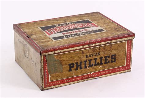 Vintage Phillies Metal Cigar Box / Antique Tin Cigar Box / 